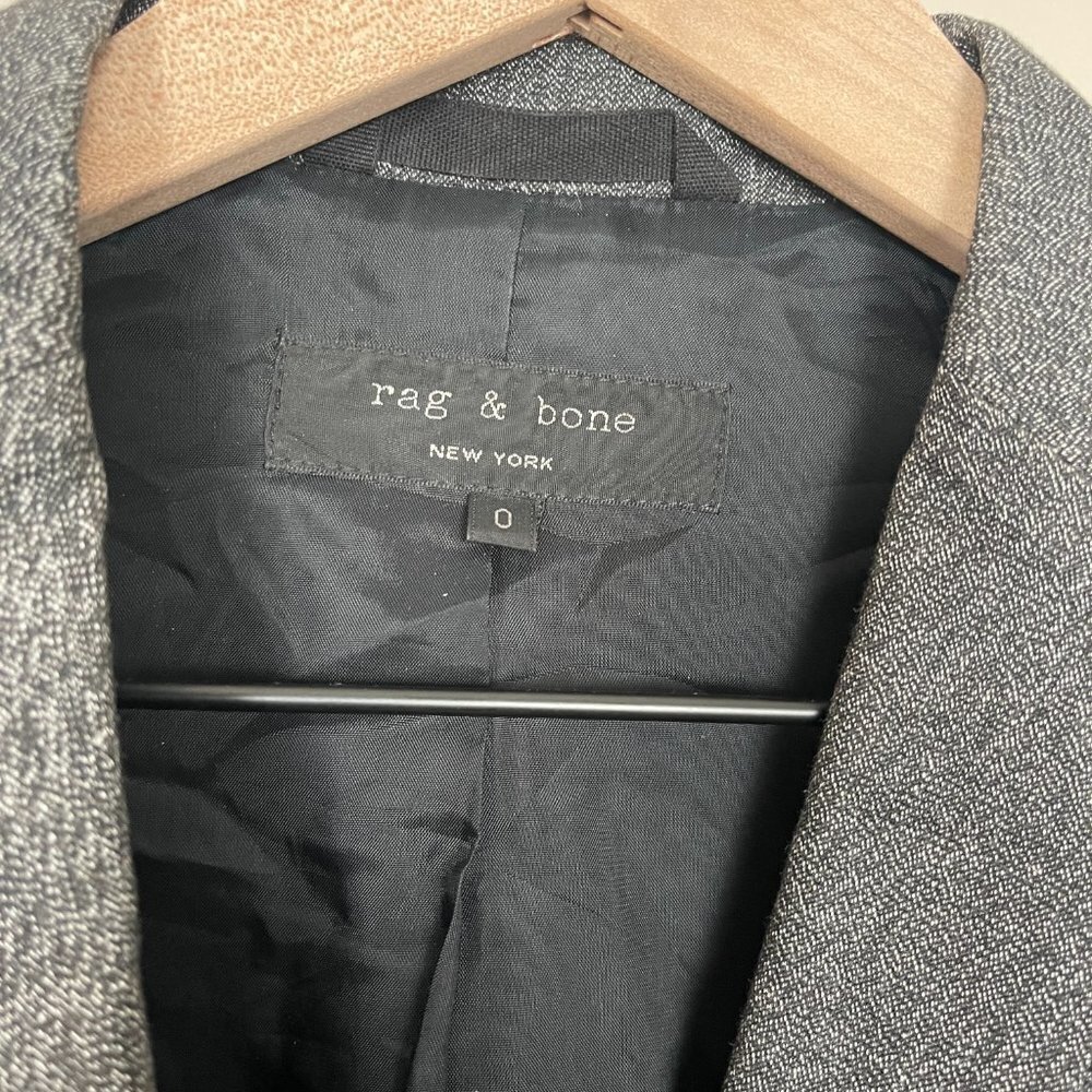 Rag & Bone Black and Grey Lined Womens Taylor Blazer Preppy Scandi Girl Size 0 - Picture 8 of 13